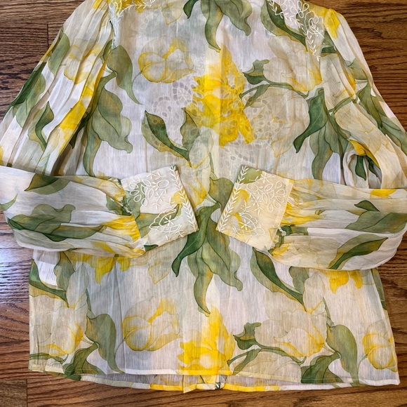 Christy Lynn Marley Top Blouse Waterlily Yellow Embroidered XL $525 fairy glam - Picture 13 of 14